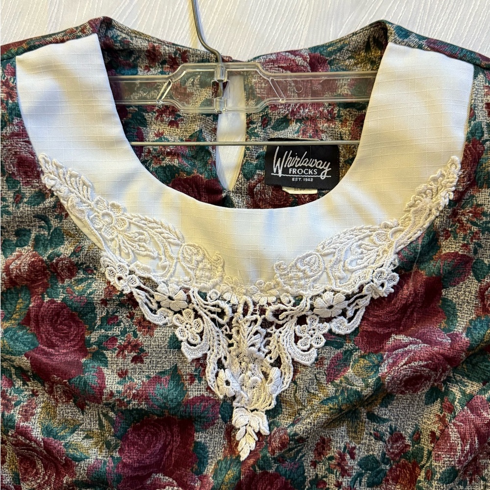 Vintage Whirlaway Frocks Floral Blouse & Skirt Set 22WP Lace Collar Cottagecore